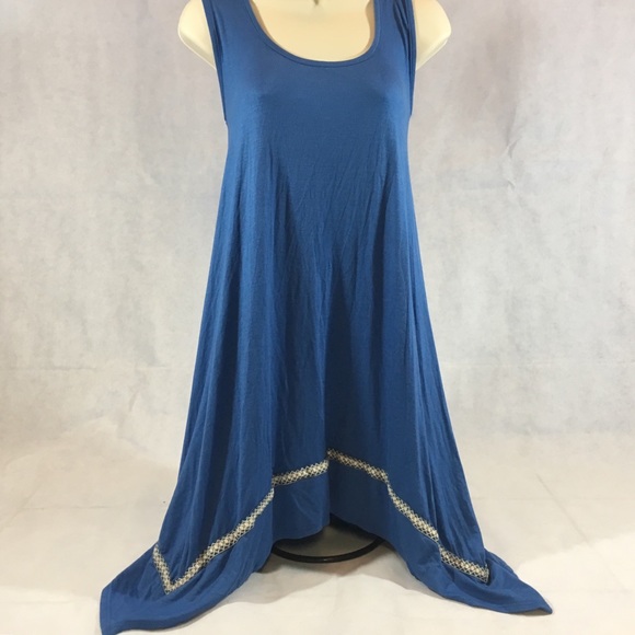 Easel Blue Embroidered Hem Dress - Picture 2 of 8